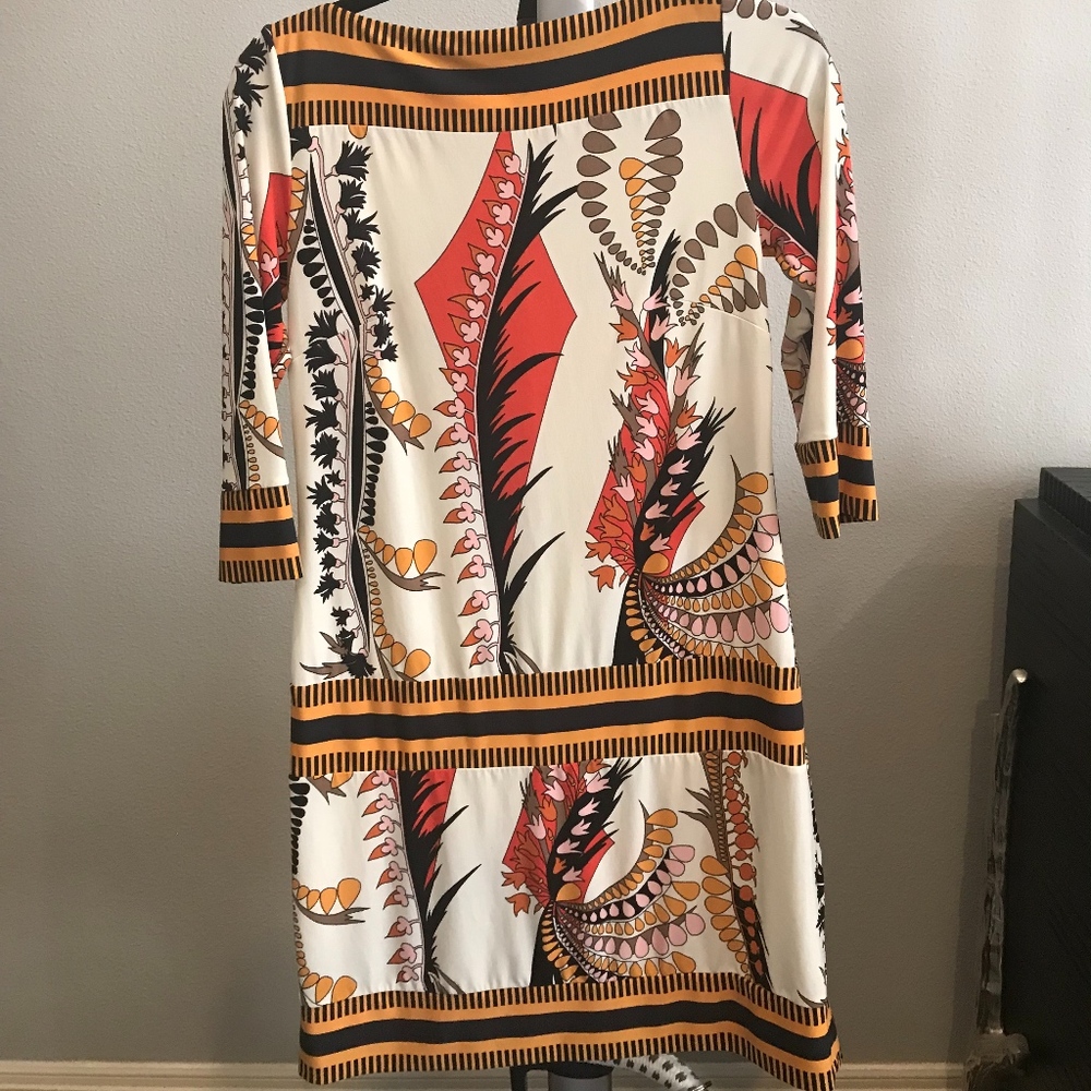 Egyptian patterned drop waist dress